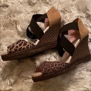 Leopard print wedge espadrilles